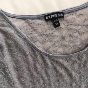 Express XS gray long sleeve sheer lace top. No flaws! Stretchy